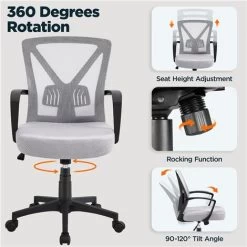 Yaheetech Mesh Office Chair Executive Desk Chair, Light Gray -Elegant Store 83169716 4