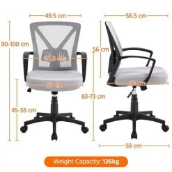 Yaheetech Mesh Office Chair Executive Desk Chair, Light Gray -Elegant Store 83169716 5