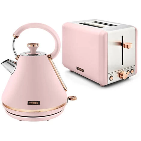 Tower Cavaletto Pyramid Kettle And 2 Slice Toaster Set Pink 1 Tower Cavaletto Pyramid Kettle And 2 Slice Toaster Set Pink