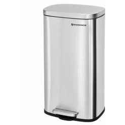 Elegant Store 7 Songmics Kitchen Pedal Trash Bin With Hinged Lid And Plastic Inner Bucket, 30 Litre Stainless Steel Rubbish Garbage Can, Soft Close, Odour Proof And Hygienic LTB03NL