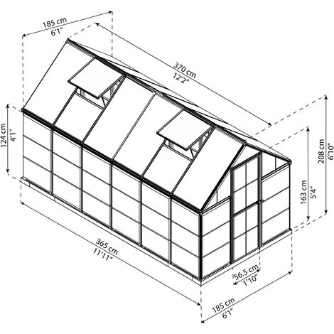 Palram - Canopia Hybrid 6 X 12 Silver Polycarbonate Greenhouse 5 Palram - Canopia Hybrid 6 X 12 Silver Polycarbonate Greenhouse - Image 5