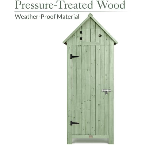 Narrow Garden Shed - Sage Green 3 Narrow Garden Shed - Sage Green - Image 3