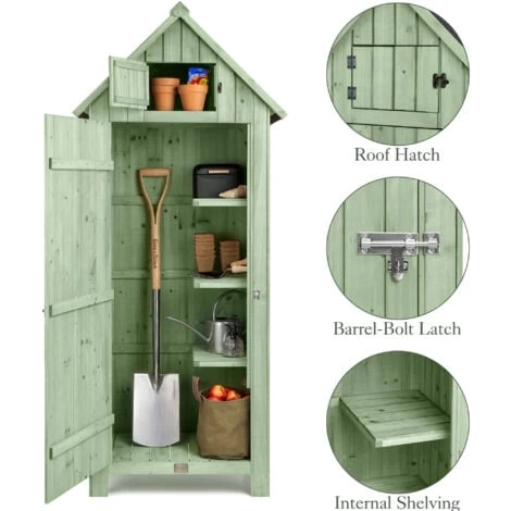 Narrow Garden Shed - Sage Green 4 Narrow Garden Shed - Sage Green - Image 4