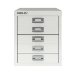 Bisley 5 Drawer Filing Cabinet - White
