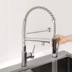 Sauber Kitchen Mixer Tap Dual Spout With Pull Out Spray -Elegant Store 8755483 4