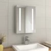 EMKE Bathroom Mirror Cabinet With LED Light Shaver Socket Wall Mounted Bathroom LED Mirror With Touch, Demister 450x600mm