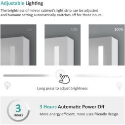 EMKE Bathroom Mirror Cabinet With LED Light Shaver Socket Wall Mounted Bathroom LED Mirror With Touch, Demister 450x600mm -Elegant Store 87911126 4