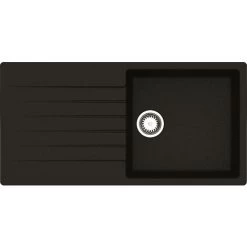 Reginox Harlem10 Kitchen Sink Single Bowl Black Granite Reversible Drainer Waste -Elegant Store 8917204 4