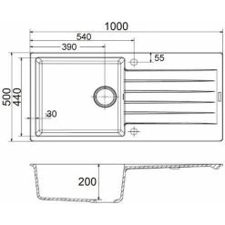Reginox Harlem10 Kitchen Sink Single Bowl White Granite Inset Reversible Waste -Elegant Store 8940480 3