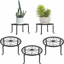 Potted Plant Stand, [Set Of 3] Indoor Iron Flower Pot Holder, Rust Resistant, 9 Inch Durable Metal Garden Stand - Black