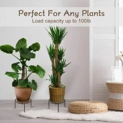 Potted Plant Stand, [Set Of 3] Indoor Iron Flower Pot Holder, Rust Resistant, 9 Inch Durable Metal Garden Stand - Black -Elegant Store 90271153 3