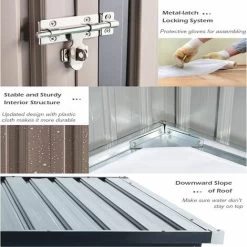 YODOLLA 3x5FT Garden Metal Storage Shed With Lockable Door Utility Room Tool Shed For Garden -Elegant Store 90573654 3