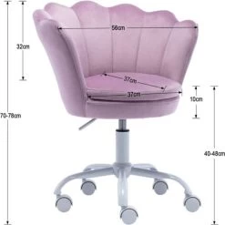 Velvet Kids Desk Chair Swivel Computer Chair For Children Girls Study Office, Height Adjustable, Purple -Elegant Store 91014495 3