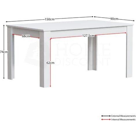Medina 6 Seater Dining Table MDF Wood, 150 X 90 Cm, White 2 Medina 6 Seater Dining Table MDF Wood, 150 X 90 Cm, White - Image 2
