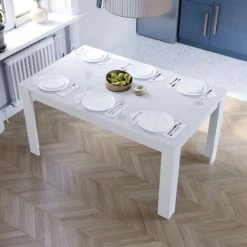 Medina 6 Seater Dining Table MDF Wood, 150 X 90 Cm, White 8 Medina 6 Seater Dining Table MDF Wood, 150 X 90 Cm, White -Elegant Store 91415858 4