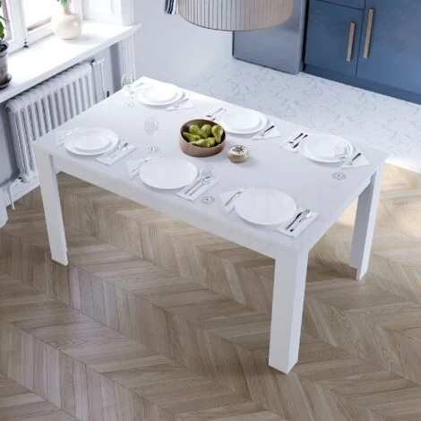 Medina 6 Seater Dining Table MDF Wood, 150 X 90 Cm, White 4 Medina 6 Seater Dining Table MDF Wood, 150 X 90 Cm, White - Image 4