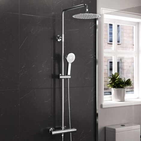 Modern Round Exposed Thermostatic Mixer Shower Set With Shower Head And Handheld 2 Modern Round Exposed Thermostatic Mixer Shower Set With Shower Head And Handheld - Image 2
