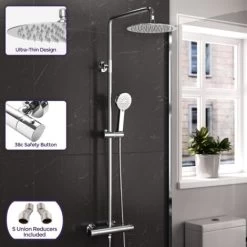 Modern Round Exposed Thermostatic Mixer Shower Set With Shower Head And Handheld 7 Modern Round Exposed Thermostatic Mixer Shower Set With Shower Head And Handheld -Elegant Store 92061683 3