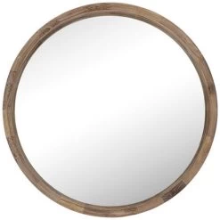 Morley Round Wood Wall Mirror 80 X 80 Cm Dark Rustic Oak