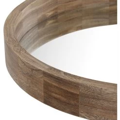 Morley Round Wood Wall Mirror 80 X 80 Cm Dark Rustic Oak -Elegant Store 92105606 3