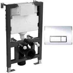 Wall Hung Rimless Square Toilet Pan & Seat With 0.82m - 1.0m Low Height Concealed Cistern WC Frame -Elegant Store 92607908 3