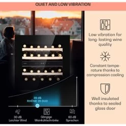 Klarstein Rhône 25 Duo Wine Cooler Compression Cooling 2 Zones 75 Litres / 25 Bottles -Elegant Store 93339062 4