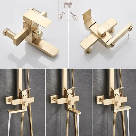 Gold Shower Panel Shower System Shower Shelf Set Solid Wall Shower Set Built-in Shower Gold 3 Gold Shower Panel Shower System Shower Shelf Set Solid Wall Shower Set Built-in Shower Gold - Image 3