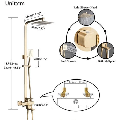 Gold Shower Panel Shower System Shower Shelf Set Solid Wall Shower Set Built-in Shower Gold 5 Gold Shower Panel Shower System Shower Shelf Set Solid Wall Shower Set Built-in Shower Gold - Image 5