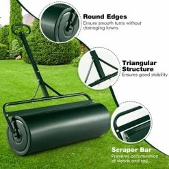113L Metal Garden Lawn Roller Water Sand Filled Drum Grass Roller Tow Behind -Elegant Store 95361420 4