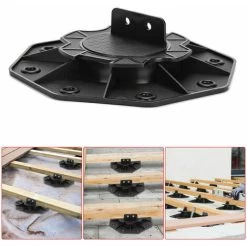 Stilt Bearing 18-30 MM For Decking Outside Made Of WPC Wood, Height-adjustable Plastic Substructure, Terrace, Garden Shed, Complete Set 18-30 MM, 10 Pieces