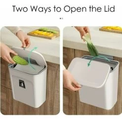 One-Piece Sealed Indoor Kitchen Compost Bin With Lid For Food Waste, Small Kitchen Trash Can With Lid, Kitchen Cabinet Door Or Under Hanging Trash Can -Elegant Store 95948573 4