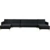 Modular U-Shaped Corner Sofa Bed 2 Chaises Seat Section Black Velvet Aberdeen