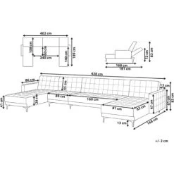 Modular U-Shaped Corner Sofa Bed 2 Chaises Seat Section Black Velvet Aberdeen -Elegant Store 96767055 3