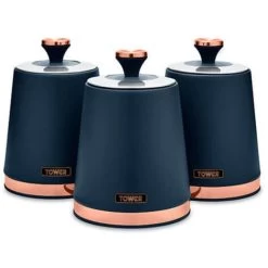 Tower Cavaletto Set Of 3 Canisters Midnight Blue