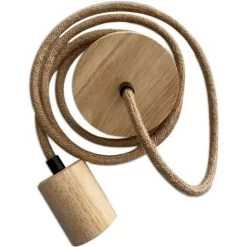 Hanging Lamp Cable In Jute And Wood - 200cm - Hanz Natural Wood, Jute