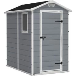 Keter Manor 4 Ft X 6 Ft Apex Outdoor Garden Shed - Grey