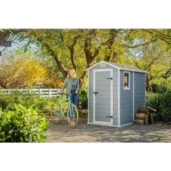 Keter Manor 4 Ft X 6 Ft Apex Outdoor Garden Shed - Grey -Elegant Store 98479448 3