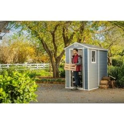 Keter Manor 4 Ft X 6 Ft Apex Outdoor Garden Shed - Grey -Elegant Store 98479448 4