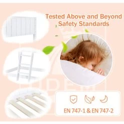 Bunk Bed, Loft Bed With Ladder And Guard Rail, Mid-Sleeper Cabin Bed, 3 FT Single Treehouse Canopy, Shaped With Space-Saving Design For Children& Kids Home (White-90190 Cm) -Elegant Store 98639097 5